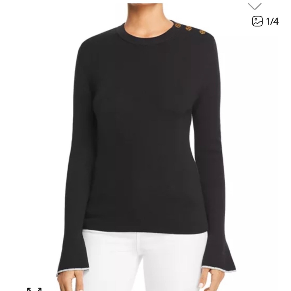 Tory Burch Bell Sleeve Sweater with Gold Buttons